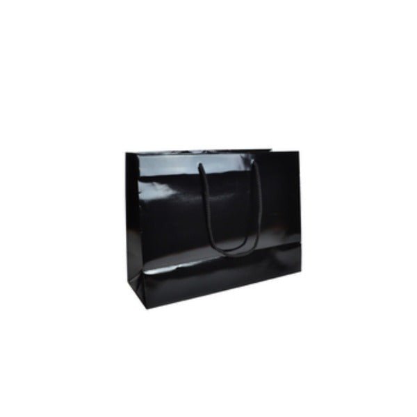SAMPLE - Medium - Gloss Black Laminated European Gift Bag - PackQueen