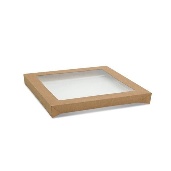 SAMPLE - MEDIUM Rectangle Kraft Window Lid ONLY (suitable for 270-CTM, 270-BCTM, 700-21162, 700-21165) - PackQueen
