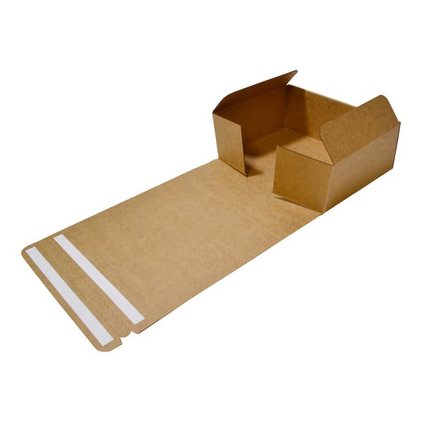 SAMPLE One Piece Postage & Mailing Box 27280 with Peal & Seal Double Tape - Kraft Brown - PackQueen