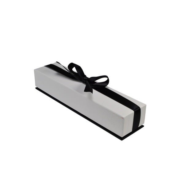 SAMPLE - Rigid Cardboard Bracelet Jewellery Box - Black & White with Bow - PackQueen
