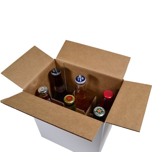 SAMPLE - RSC Shipping Carton 6 Beer Bottle (INSERTS SOLD SEPARATELY 700-24788) - Kraft White [1BW] - PackQueen