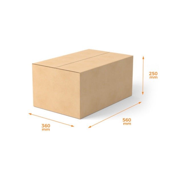 SAMPLE - RSC Shipping Carton T4 - 1C Kraft Brown Board (560 x 360 x 250mm) - PackQueen
