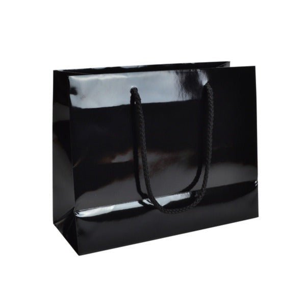 SAMPLE - Small - Black Gloss Laminated European Gift Bag - PackQueen