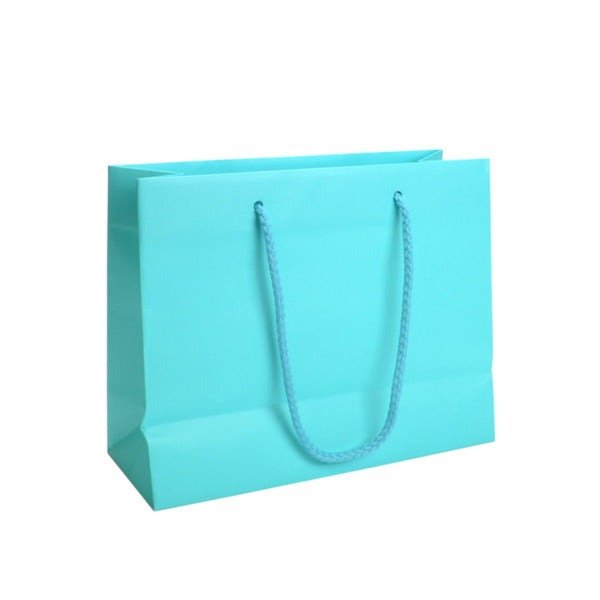 SAMPLE - Small - Matt Aqua Laminated European Gift Bag - PackQueen