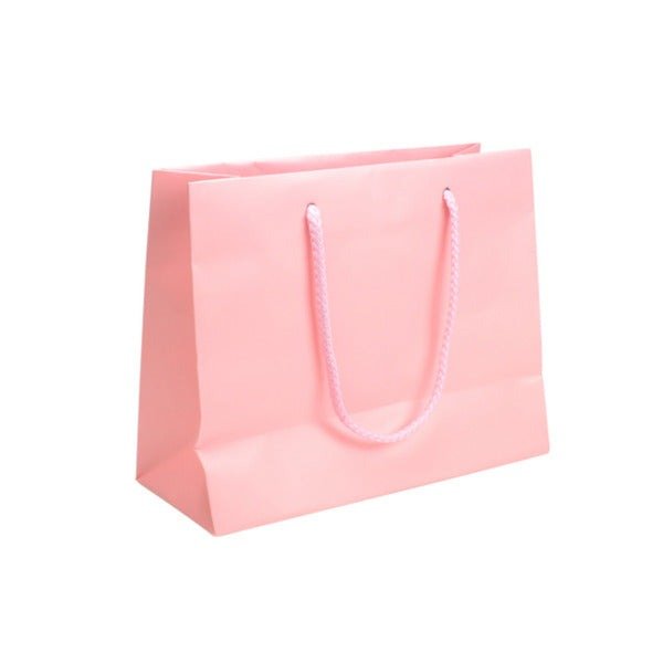 SAMPLE - Small - Matt Pastel Pink Laminated European Gift Bag - PackQueen