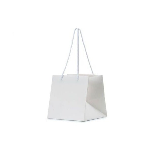 SAMPLE - Small - Matt White Laminated European Flower Carrier Gift Bag - PackQueen