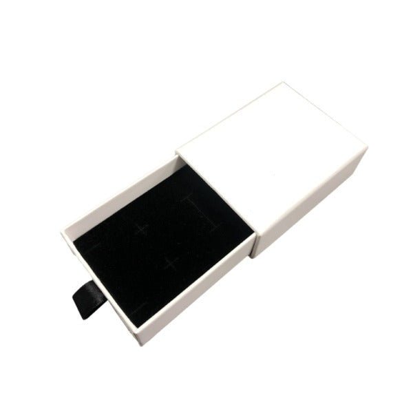SAMPLE - Square 100mm Drawer Rigid Jewellery Box - Ring & Pendant (Sleeve, Base & Removable Insert) - Matt White - PackQueen