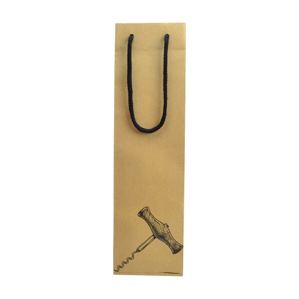 Single Cork Screw - Paper Wine Bag Kraft Brown - 100 PACK - PackQueen