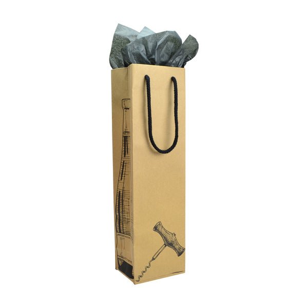 Single Cork Screw - Paper Wine Bag Kraft Brown - 100 PACK - PackQueen