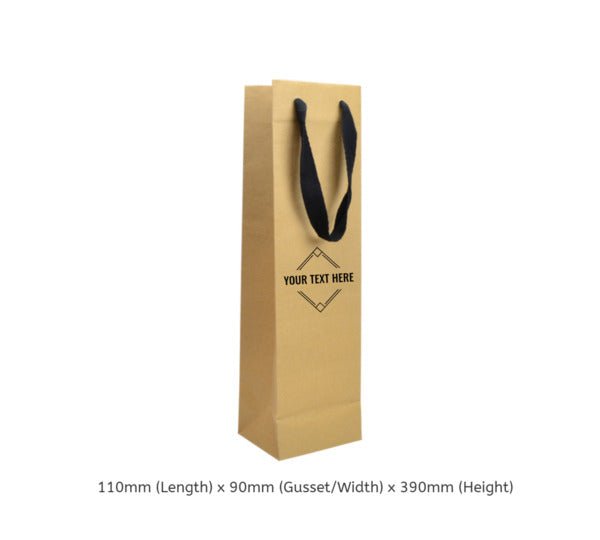 Single Deluxe - Paper Wine Bag Kraft Brown - 100 PACK - PackQueen