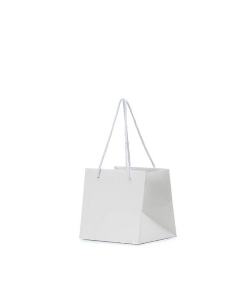 Small - Matt White Laminated European Flower Carrier Gift Bag (100 PACK) - PackQueen