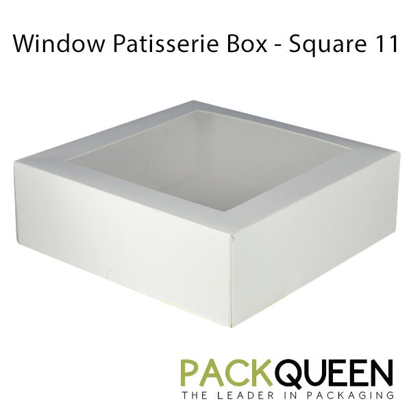 Square 11 Window Patisserie Box 100PK - White - PackQueen