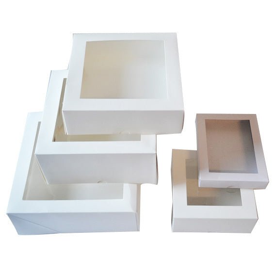 Square 7 Window Patisserie Box 200PK - White - PackQueen