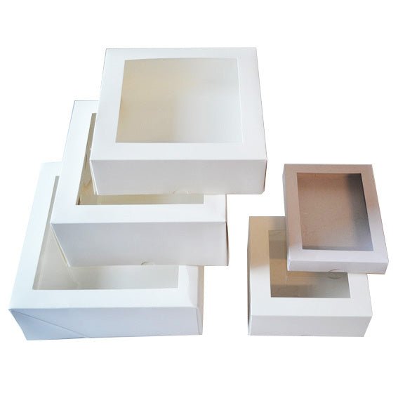 Square 9 (Deep) Window Patisserie Box 100PK - White - PackQueen