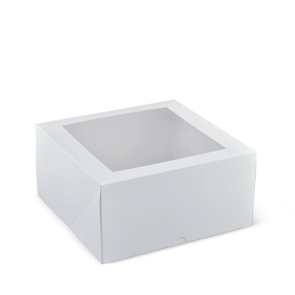 Square 9 (Deep) Window Patisserie Box 100PK - White - PackQueen