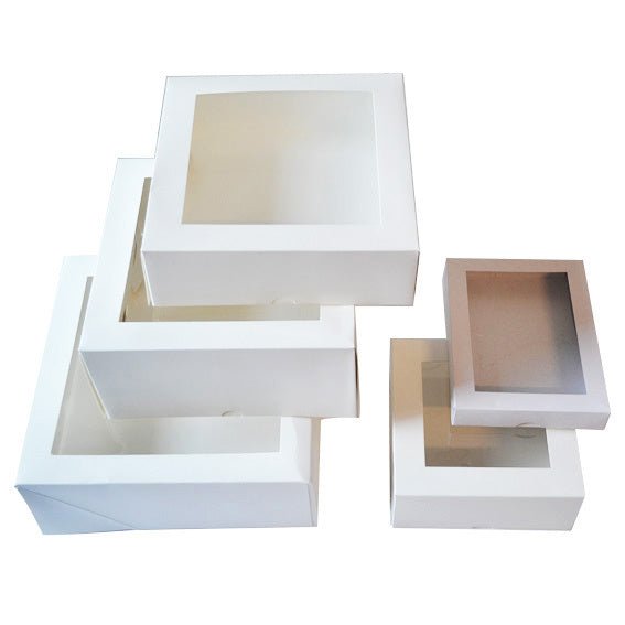 Square 9 Window Patisserie Box 200PK - White - PackQueen