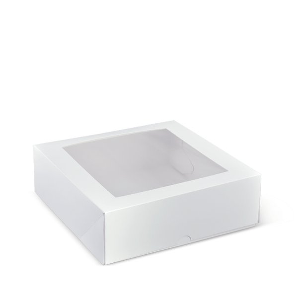 Square 9 Window Patisserie Box 200PK - White - PackQueen