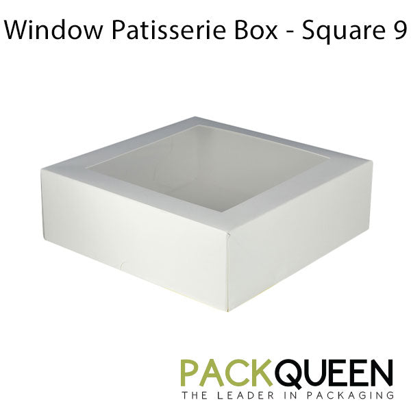 Square 9 Window Patisserie Box 200PK - White - PackQueen