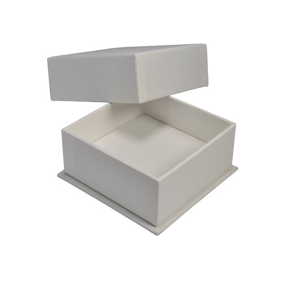 Square Rigid Linen Jewellery Box - White - PackQueen