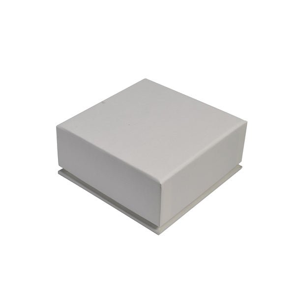 Square Rigid Linen Jewellery Box - White - PackQueen