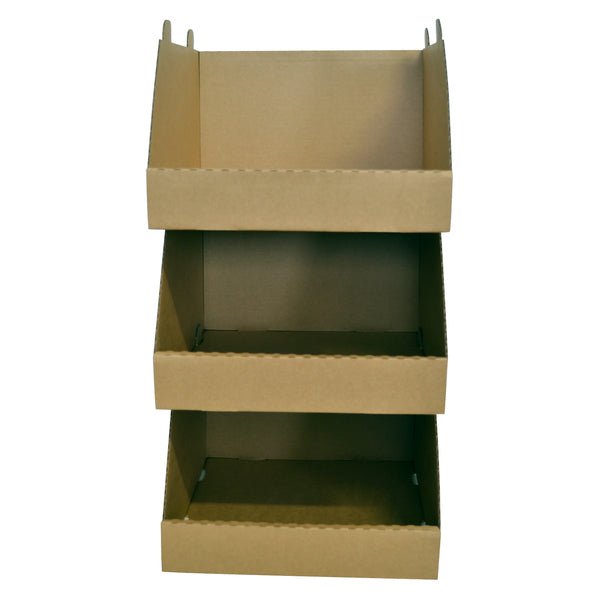 Stackable Storage & Bin Box - 18032 Kraft Brown C Flute (One Piece Self Locking Cardboard Storage Box) (Brown Inside) [Express Value Buy] - PackQueen