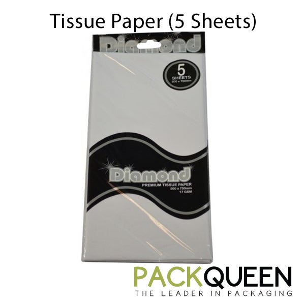 White Tissue Paper - 500 x 750mm (5 Sheets per pack - Sold in Lots of 5) - PackQueen